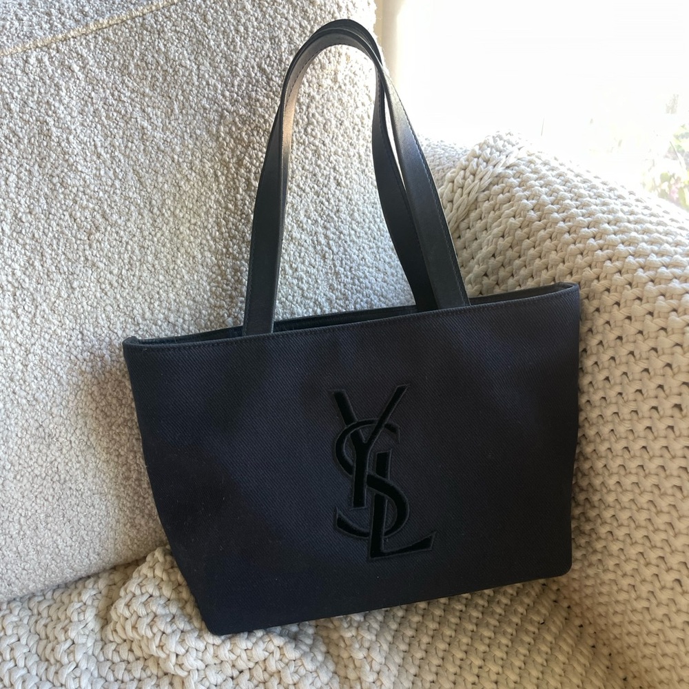 YSL Saint Laurent Rive Gauche Kahala Vintage Mini Tote - Black Canvas ULTRA RARE